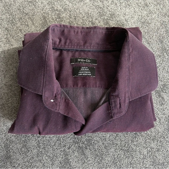 RW&Co Dark Purple Men's dress shirt slim fit Size M, 15-15.5 neck - Picture 3 of 10